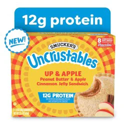 Smucker''s Smucker’s Uncrustables Up & Apple Morning Protein Snacks, Peanut Butter & Apple Cinnamon Jelly Sandwiches on Wheat Bread, 8 Count, 2.8 Oz. Each (Frozen)