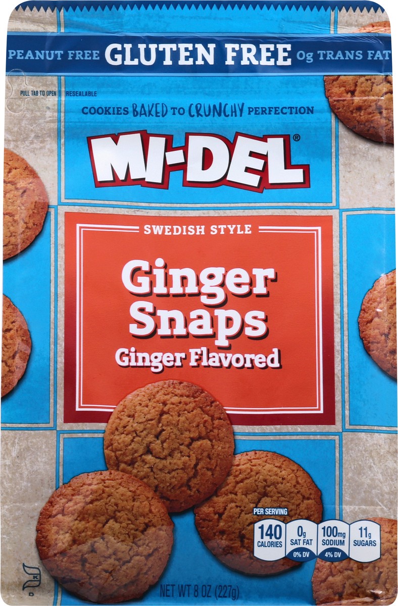 slide 1 of 12, MI-Del Gluten Free Swedish Style Ginger Flavored Ginger Snaps 8 oz, 8 oz