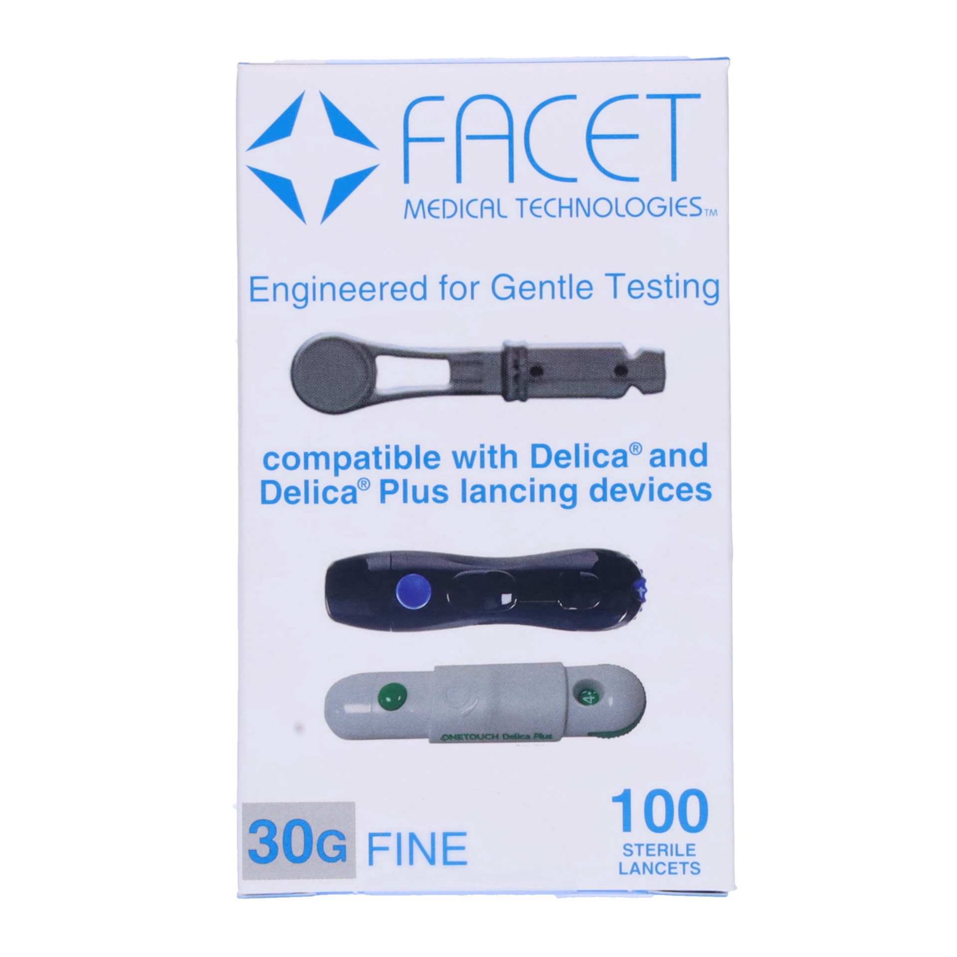slide 1 of 1, Facet 30G Lancets, 100 ct
