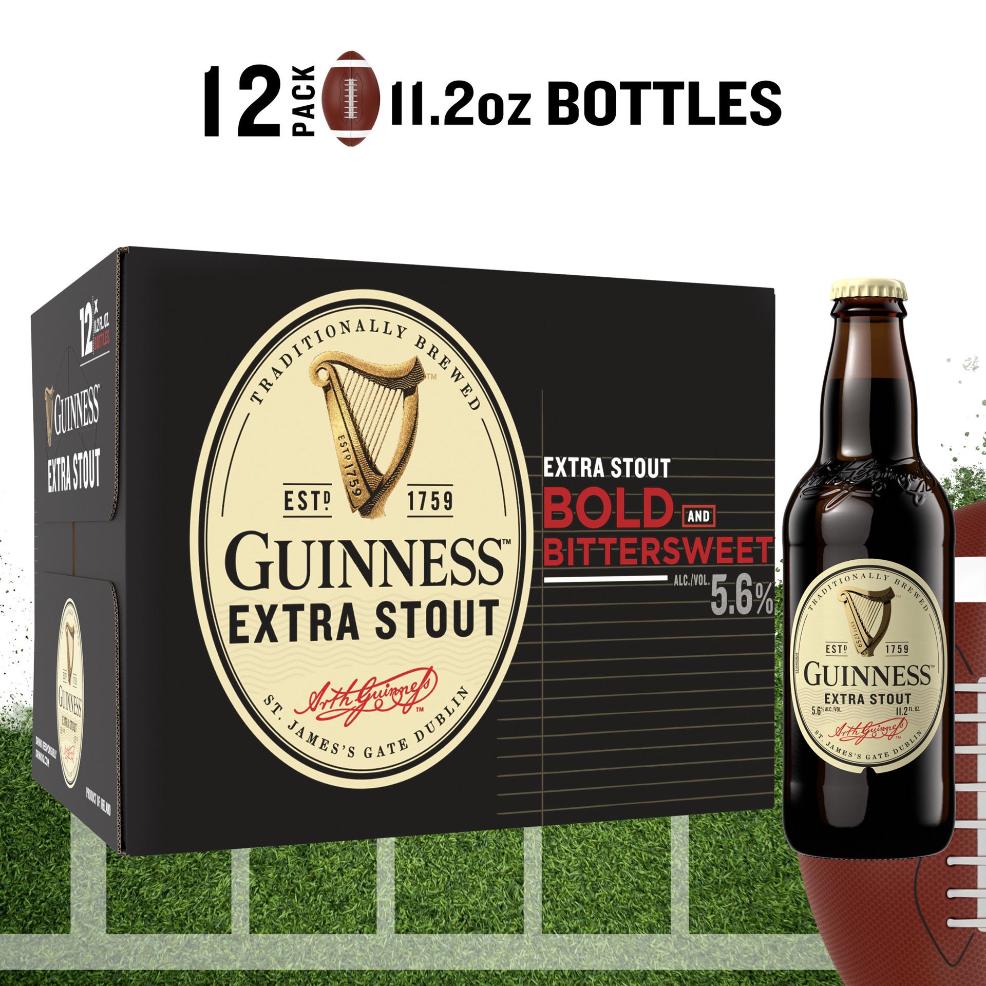 slide 1 of 10, Guinness Extra Stout Import Beer, 11.2 fl oz, 12 Pack Bottles, 5.6% ABV, 11.2 fl oz