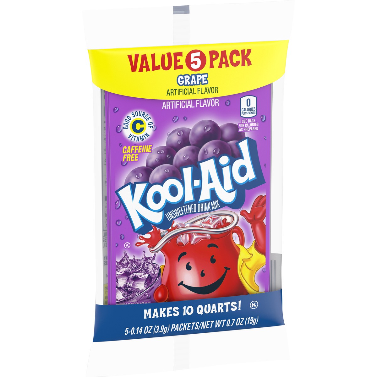 slide 5 of 9, Kool-Aid Unsweetened Grape Artificially Flavored Powdered Soft Drink Mix Value Pack, 5 ct Pack, 0.14 oz Packets, 5 ct