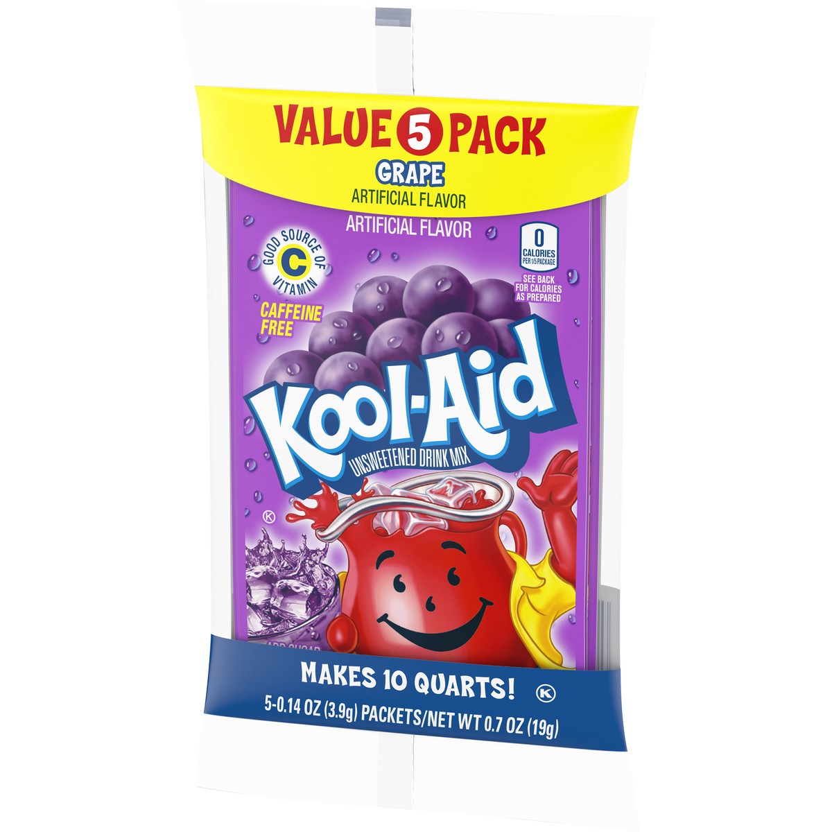 slide 6 of 9, Kool-Aid Unsweetened Grape Artificially Flavored Powdered Soft Drink Mix Value Pack, 5 ct Pack, 0.14 oz Packets, 5 ct