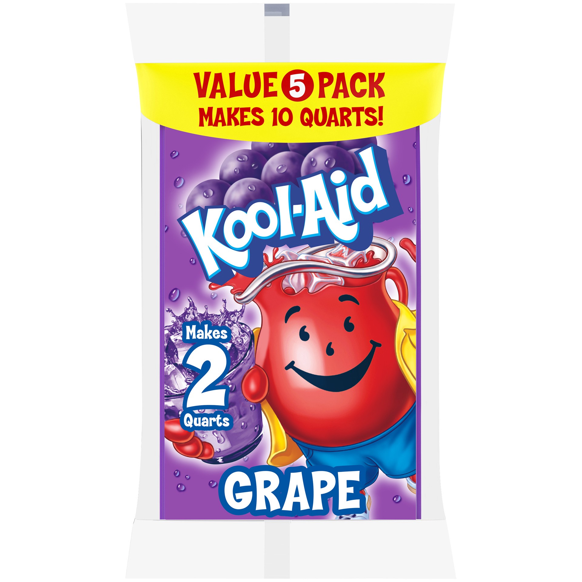 slide 1 of 9, Kool-Aid Unsweetened Grape Artificially Flavored Powdered Soft Drink Mix Value Pack, 5 ct Pack, 0.14 oz Packets, 5 ct