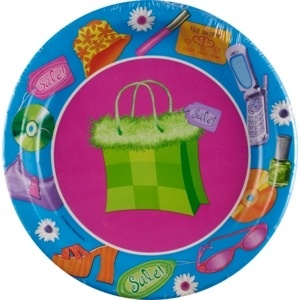 slide 1 of 1, Creative Expressions Shopping Spree Paper Plates Print, 8 ct