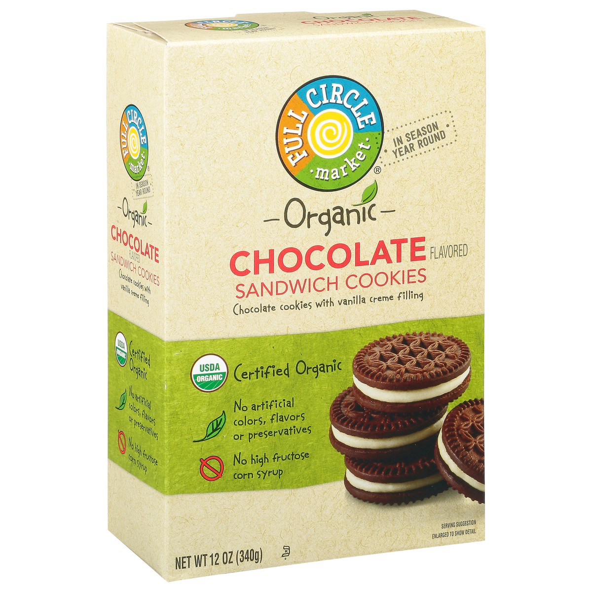 slide 7 of 9, Full Circle Market Organic Chocolate Flavored Sandwich Cookies 12 oz, 12 oz