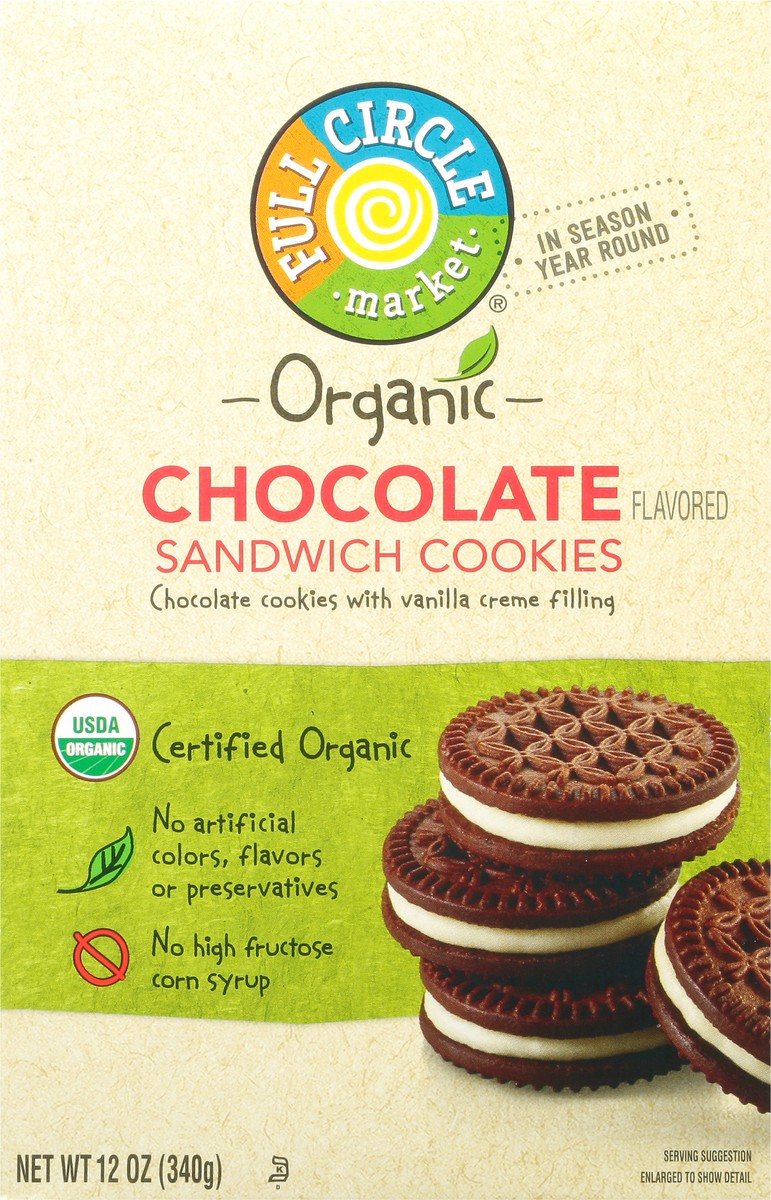 slide 1 of 9, Full Circle Market Organic Chocolate Flavored Sandwich Cookies 12 oz, 12 oz