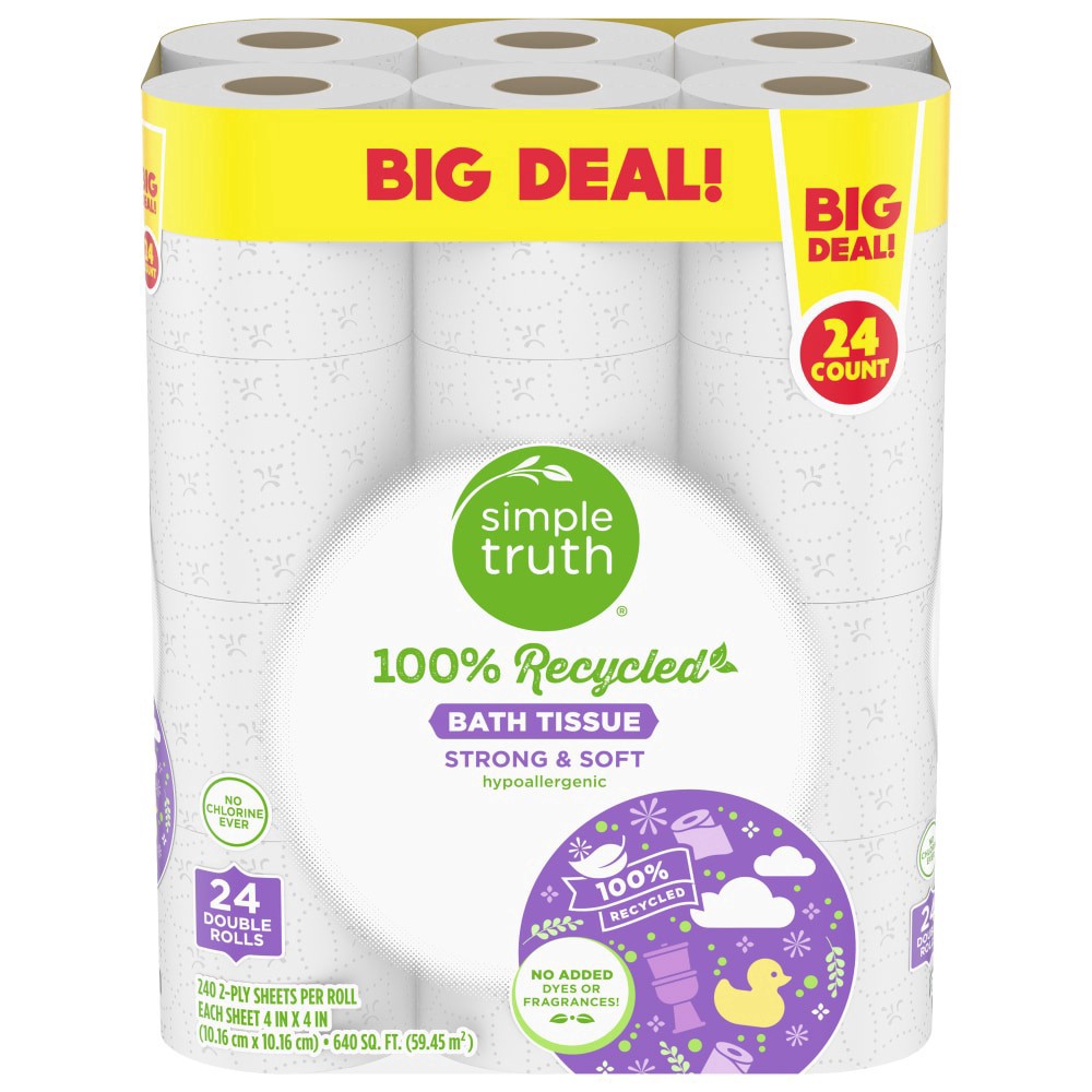 slide 1 of 4, Simple Truth Double Roll Bath Tissue - 24 Ct, 24 ct