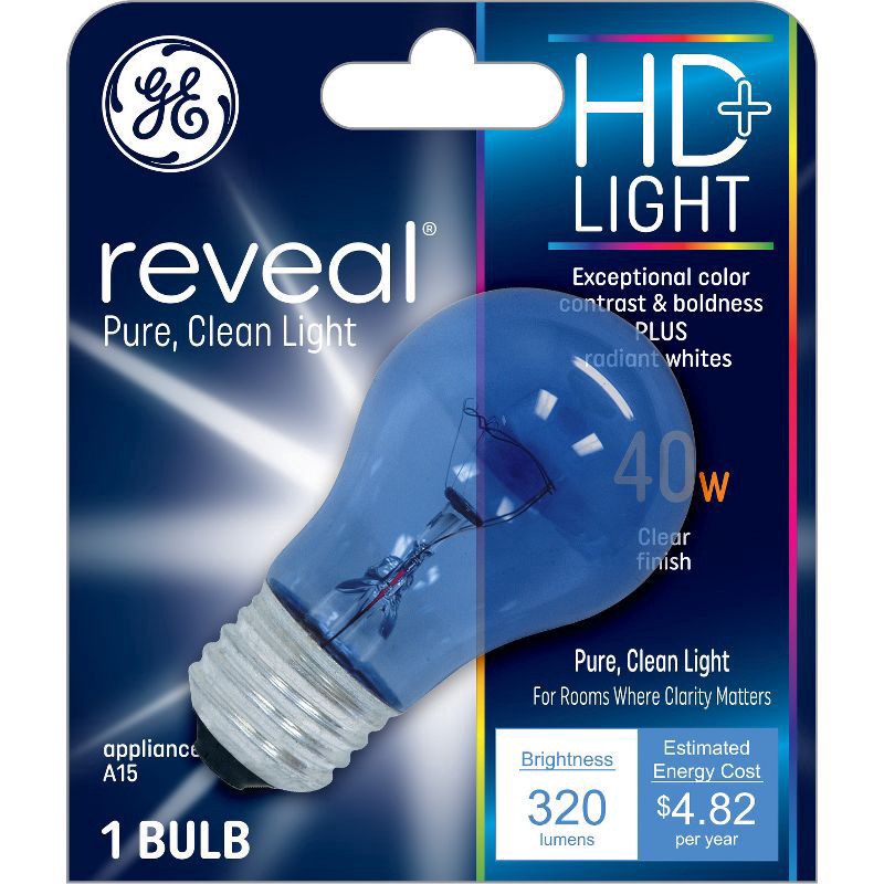 slide 1 of 1, GE Reveal Appliance Light Bulb 40 Watt, 1 ct