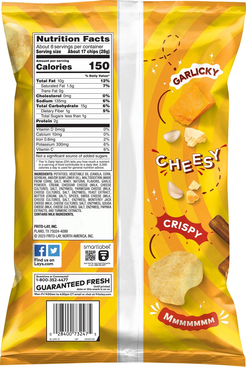 slide 8 of 9, Lay's Potato Chips Cheesy Garlic Bread Flavored 7 3/4 Oz, 7.75 oz