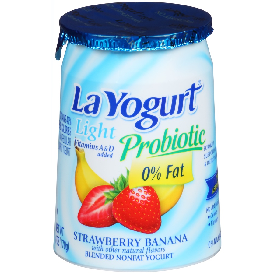 slide 1 of 6, La Yogurt Yogurt, Nonfat, Blended, Strawberry Banana, 6 oz