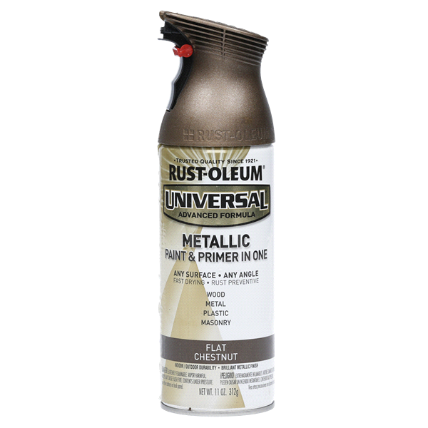 slide 1 of 1, Rust-Oleum Universal Metallic Paint & Primer in One Spray Paint - 271471, Flat Chestnut, 11 oz