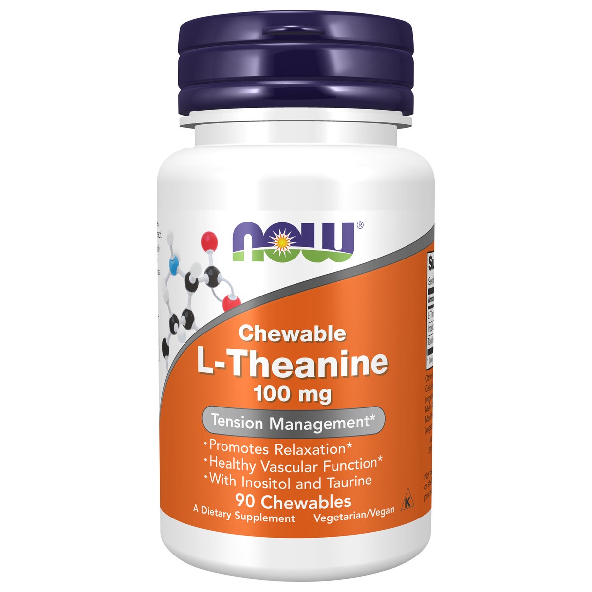 slide 1 of 5, NOW L-Theanine 100 mg - 90 Chewables, 90 ct