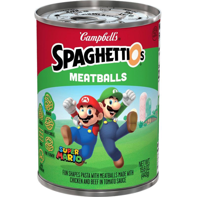 slide 1 of 5, SpaghettiOs Super Mario Bros Canned Pasta with Meatballs- 15.6oz, 15.6 oz