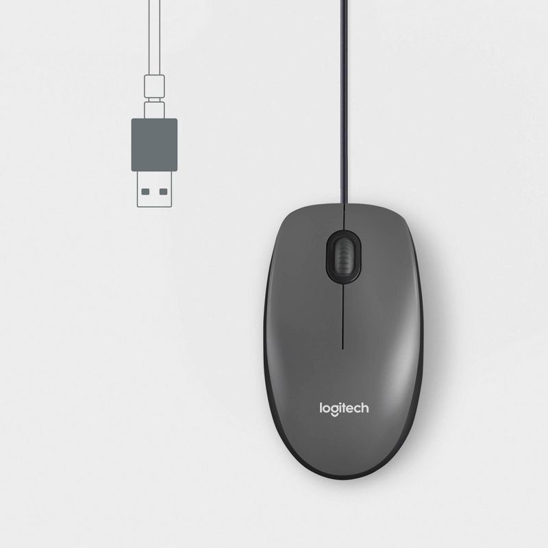 slide 6 of 6, Logitech Mouse M100 - Dark (USB Only), 1 ct
