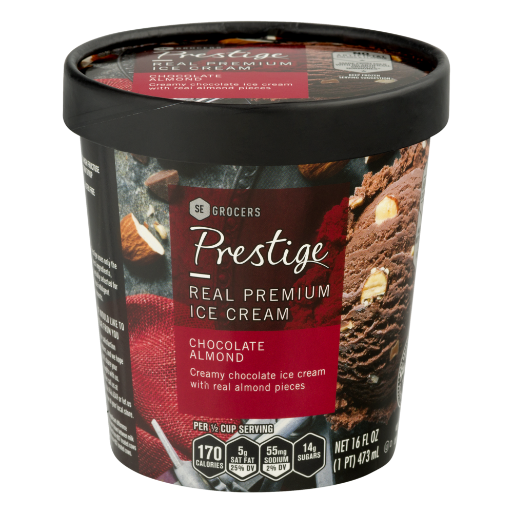 slide 1 of 1, Prestige Real Premium Ice Cream Chocolate Almond, 16 oz