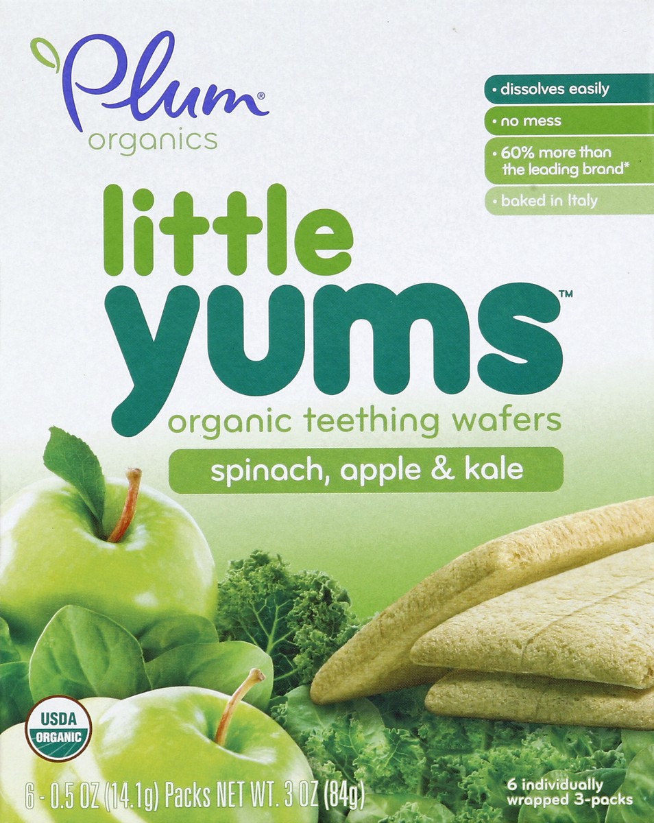 slide 3 of 5, Plum Organics Little Yums Teething Wafers Spinach Apple & Kale, 3 ct