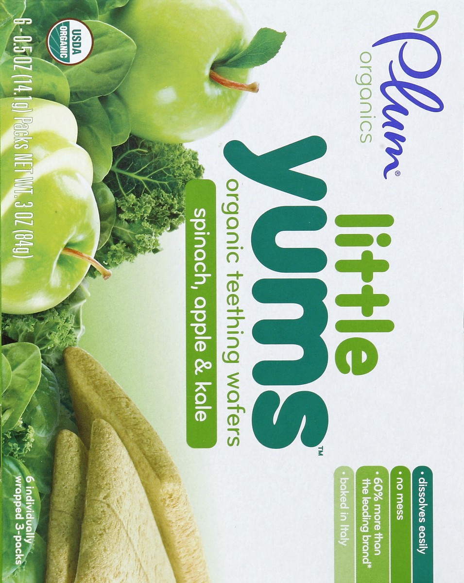 slide 2 of 5, Plum Organics Little Yums Teething Wafers Spinach Apple & Kale, 3 ct