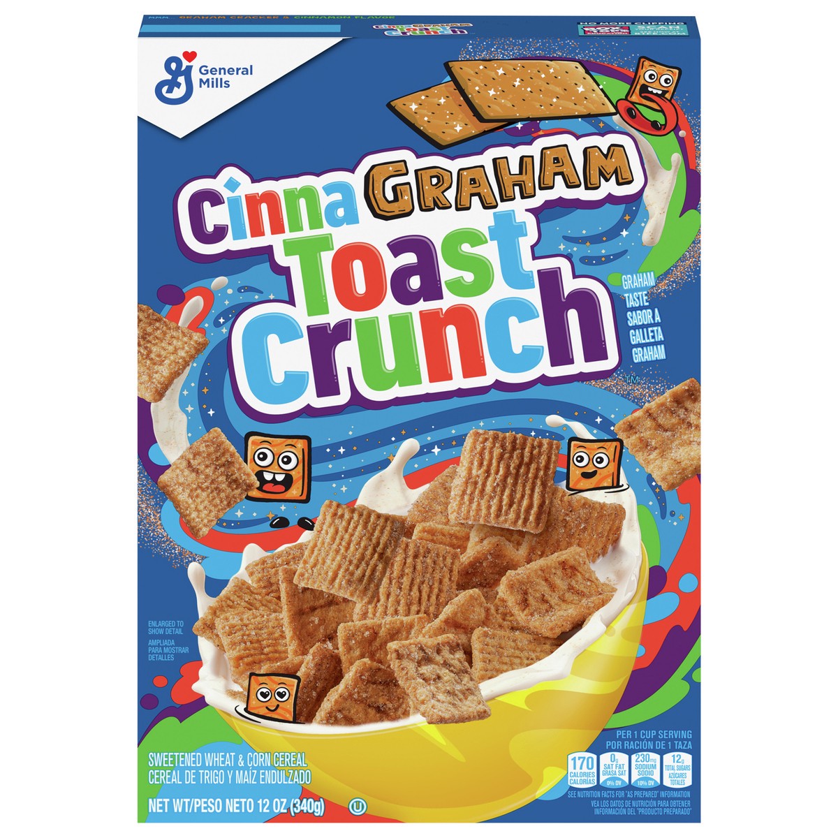 slide 11 of 11, Cinnamon Toast Crunch Cinnagraham Toast Crunch Breakfast Cereal, Whole Grain, 12 oz, 12 oz