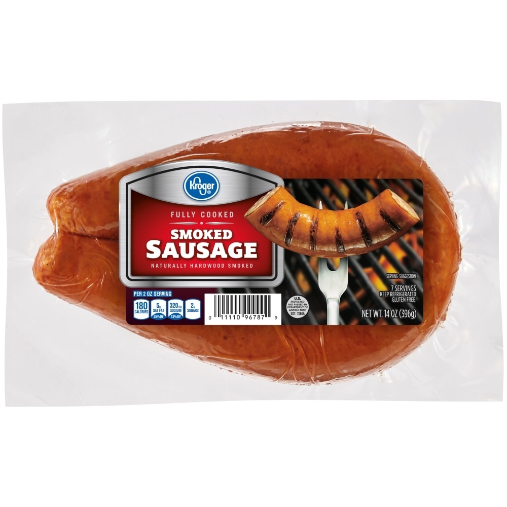 slide 1 of 1, Kroger Smoked Sausage, 14 oz