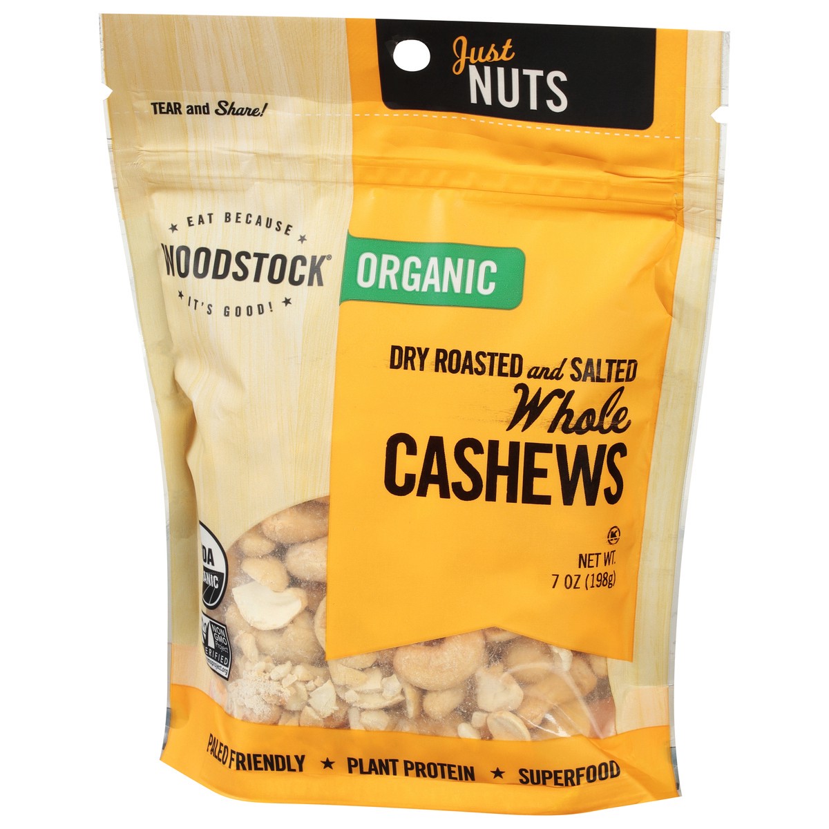 slide 8 of 9, Woodstock Organic Whole Dry Roasted and Salted Cashews 7 oz, 7 oz