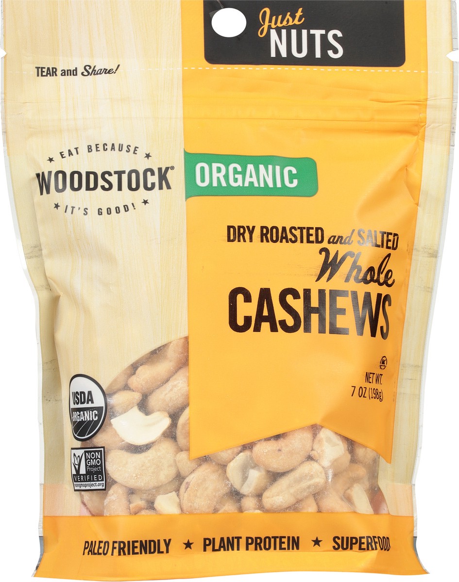 slide 6 of 9, Woodstock Organic Whole Dry Roasted and Salted Cashews 7 oz, 7 oz