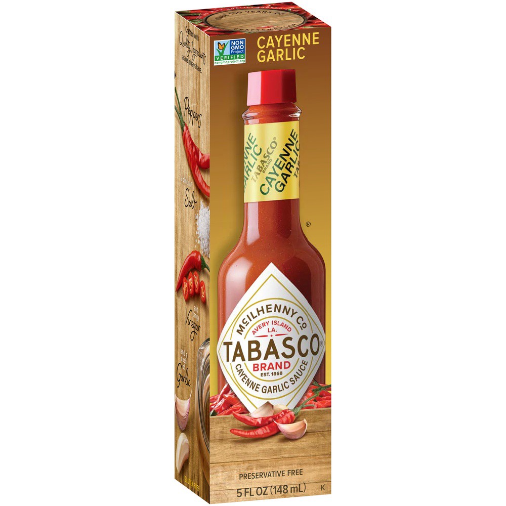 slide 2 of 8, Tabasco Cayenne Garlic Pepper Sauce 5 fl oz, 5 fl oz