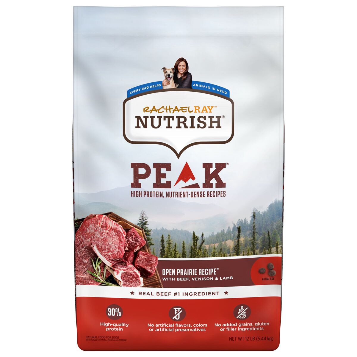 slide 1 of 14, Rachael Ray Nutrish Peak Protein Open Prairie Recipe With Beef, Venison & Lamb Dry Dog Food, 12 lb. Bag, 12 lb