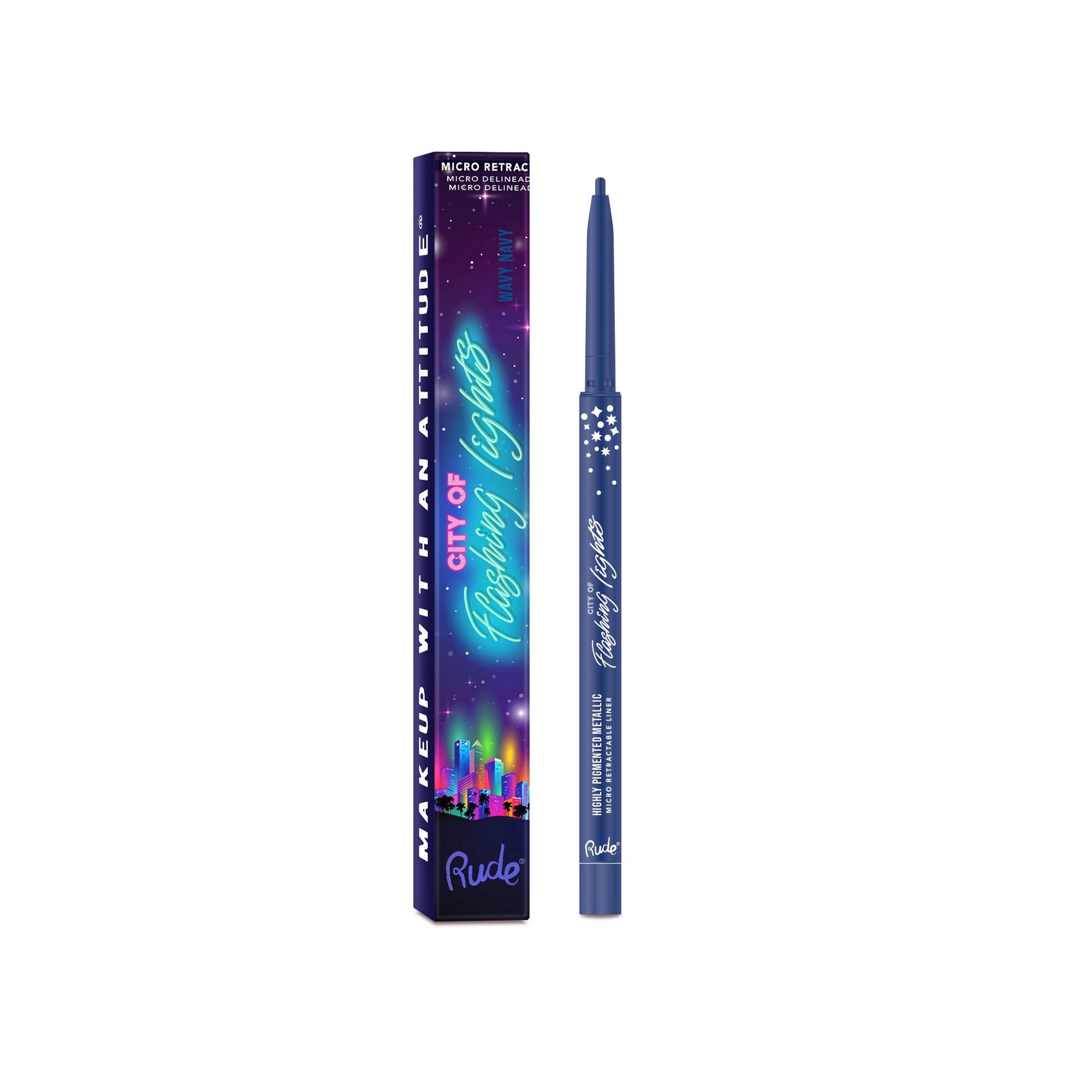 slide 1 of 1, Rude Cosmetics Eyeliner City Of Flashing Lights - Wavy Navy, 1 ct