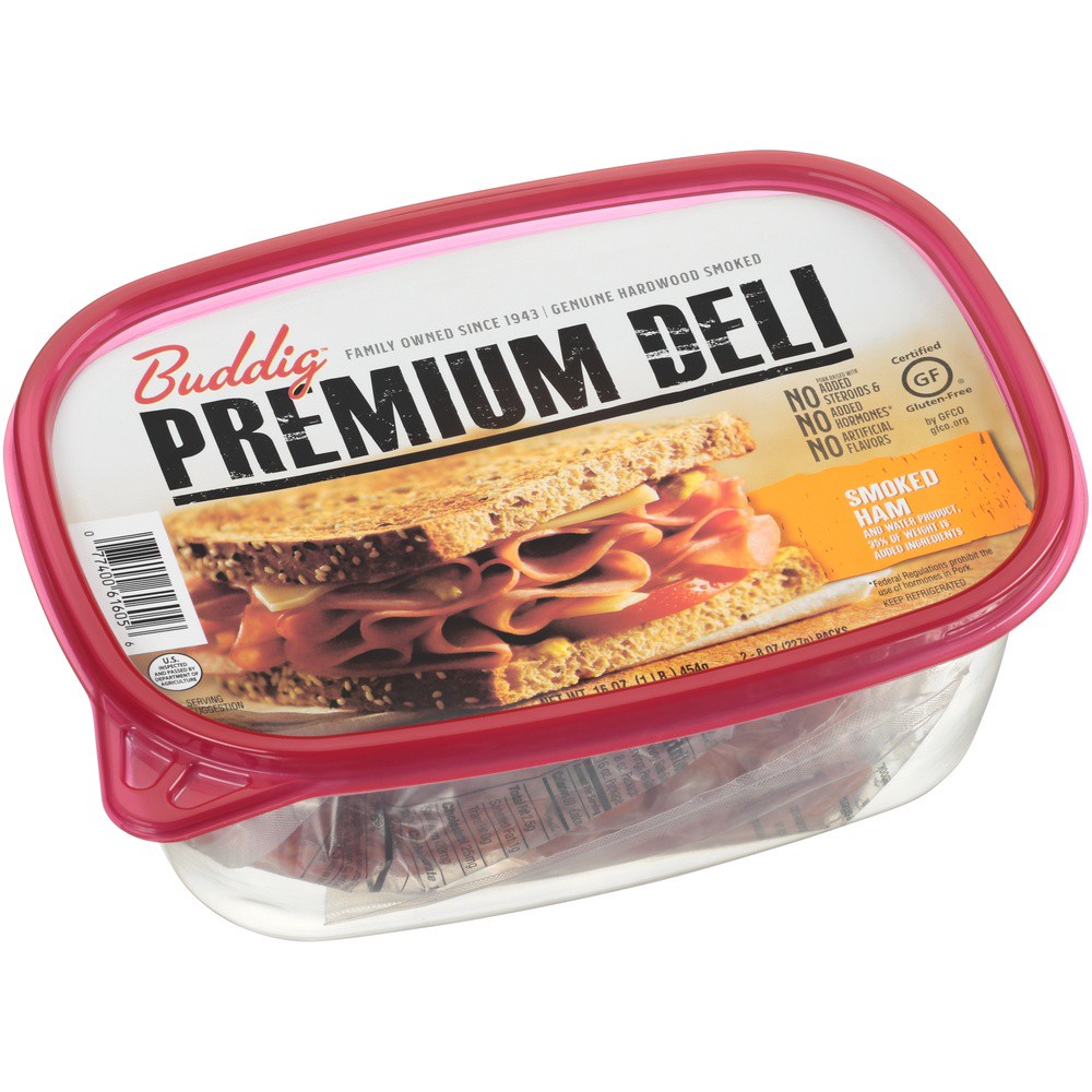 slide 3 of 8, Buddig Premium Deli Smoked Ham Lunch Meat 2 - 8 oz Packs, 