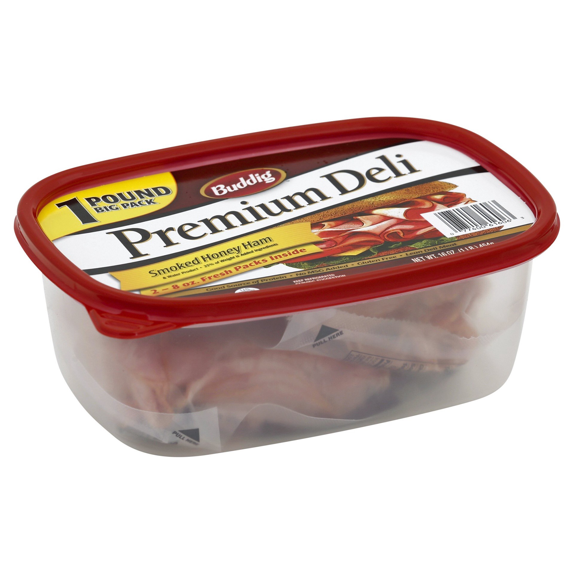 slide 1 of 8, Buddig Premium Deli Smoked Ham Lunch Meat 2 - 8 oz Packs, 