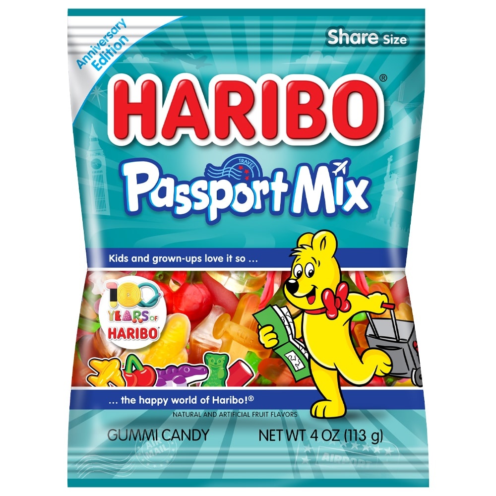 slide 1 of 1, Haribo Passport Mix Gummi Candy, 4 oz