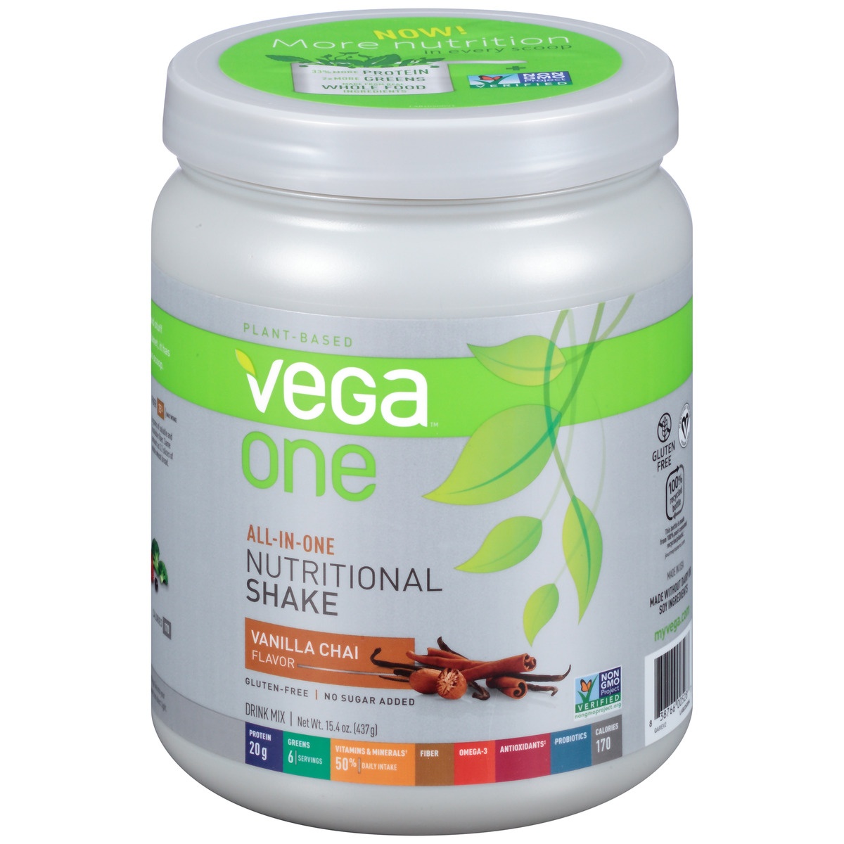 slide 1 of 6, Vega One Vanilla Chai Nutritional Shake Powder, 15.4 oz