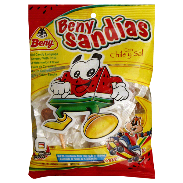 slide 1 of 3, Beny Sandias Hard Candy Lollipops, 3.2 oz