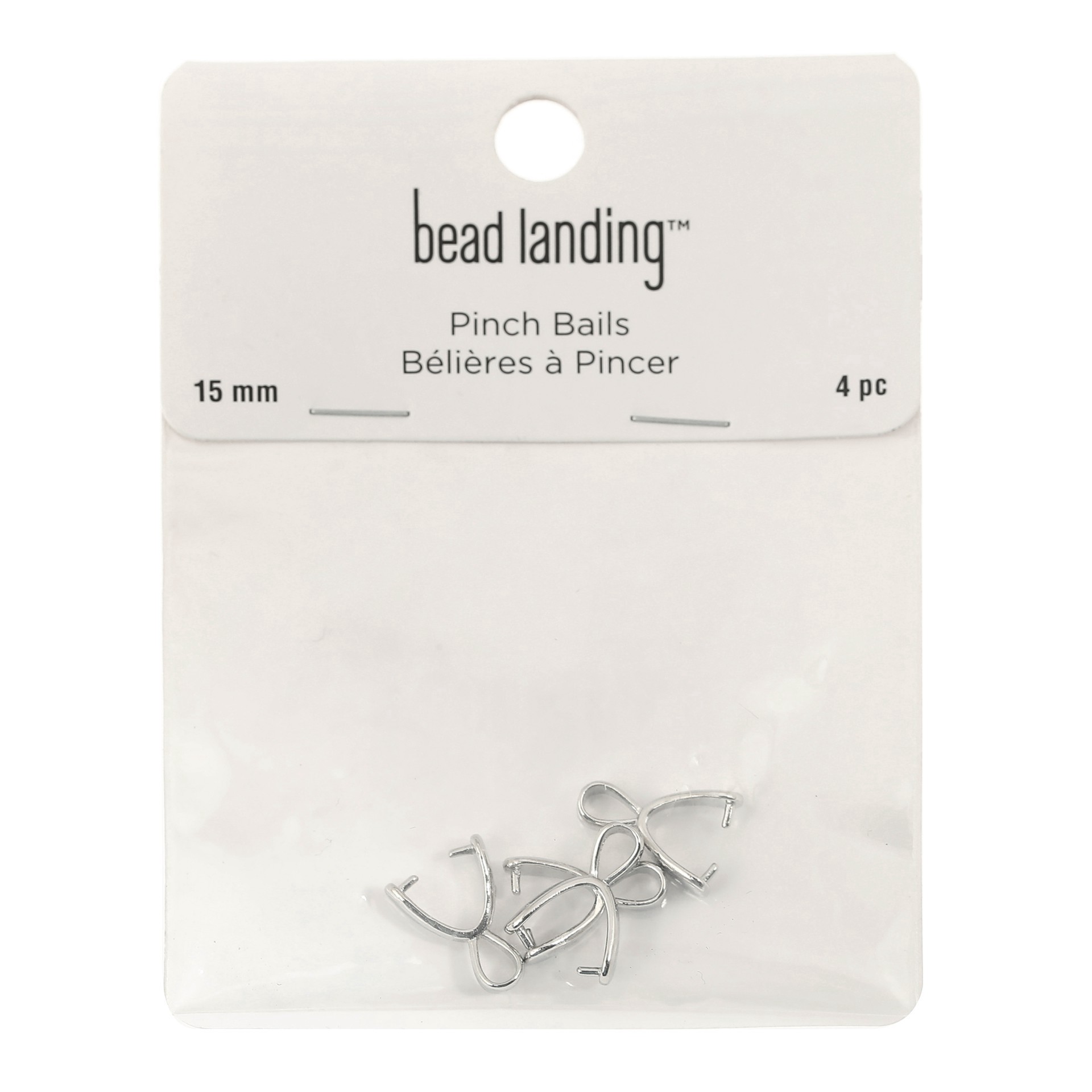 slide 3 of 3, 15mm Simple Pinch Bails, 4ct. By Bead Landing, 15mm