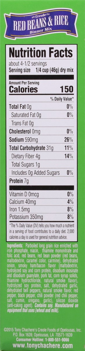 slide 12 of 14, Tony Chachere's Creole Red Beans & Rice Dinner Mix 7 oz, 7 oz