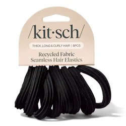 Kitsch Recycled Fabric Seamless Hair Elastics Set - Black, 8 pc