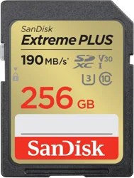 SanDisk Extreme Plus SDXC UHS-I Card, 256 GB