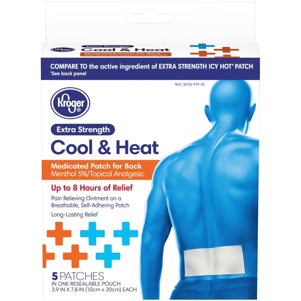 slide 1 of 1, Kroger Extra Strength Cool & Heat Medicated Patch For Back, 5 ct