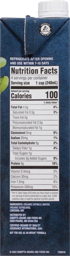 slide 4 of 4, Westsoy Organic Unsweetened Plain Soymilk, 32 fl oz