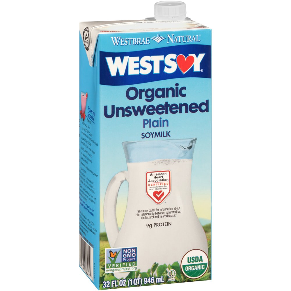 slide 1 of 1, Westsoy Organic Unsweetened Plain Soymilk, 32 fl oz