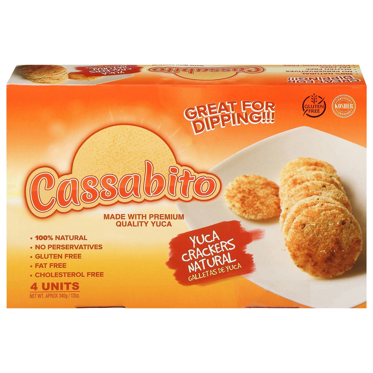 slide 4 of 4, Cassabito Gluten Free Yuca Crackers 4 Units, 85 gram