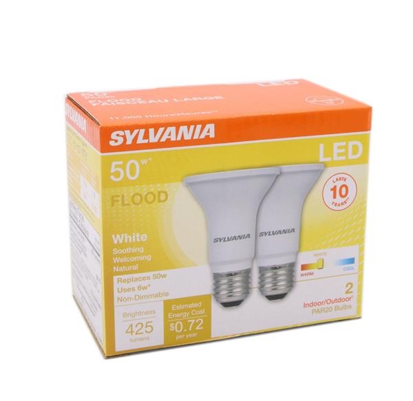 slide 1 of 1, Sylvania Par20 LED 50 Watt Soft White Floodlight 2 Pack, 2 ct
