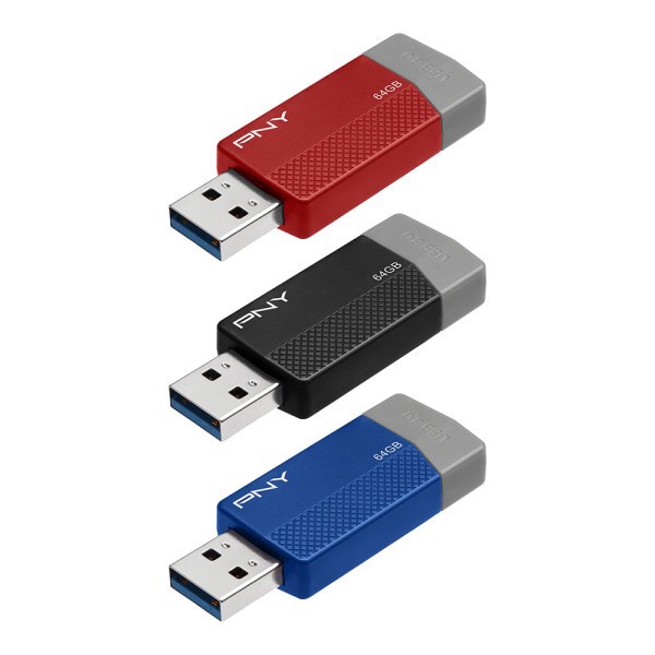 slide 2 of 8, PNY Usb 3.0 Flash Drives, 64Gb, Assorted Colors, Pack Of 3 Drives, 3 ct
