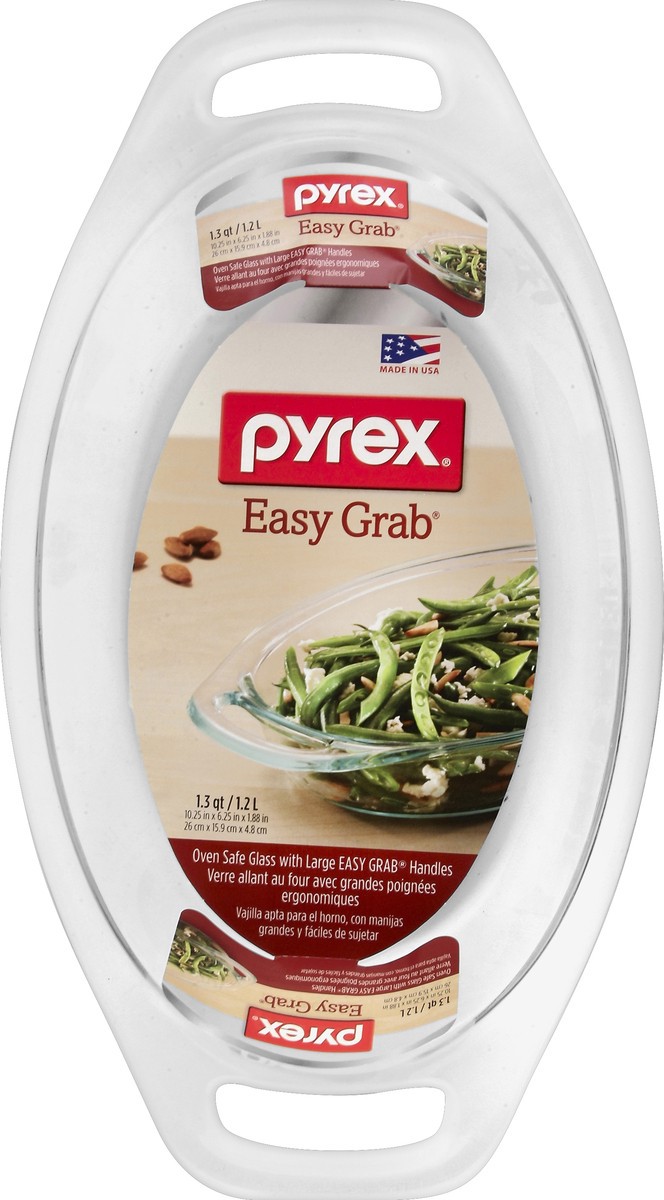 slide 2 of 4, Pyrex Easy Grab Oval Glass Bakeware, 1.3 qt