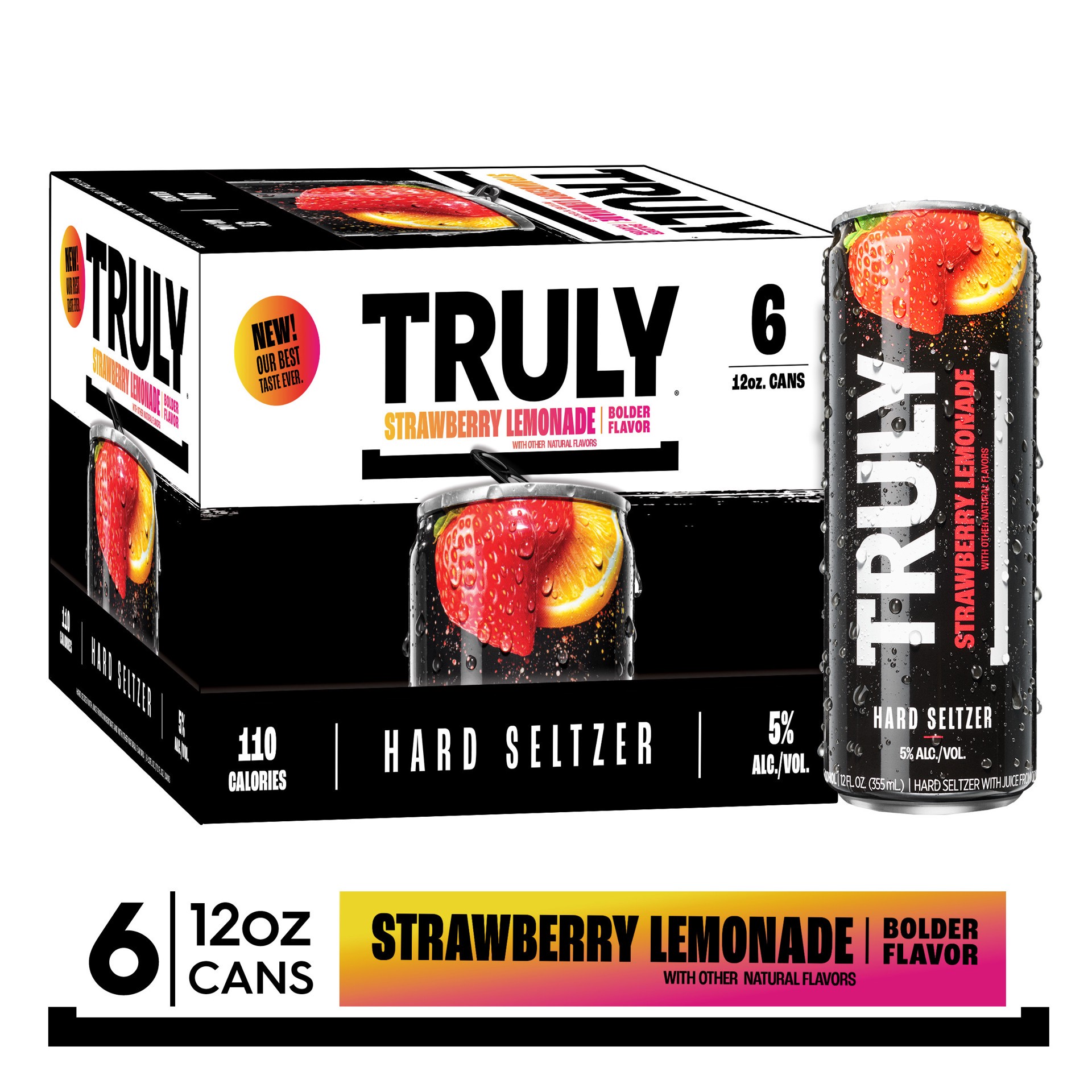 slide 1 of 6, TRULY Hard Seltzer Strawberry Lemonade (12 fl. oz. Can, 6pk.), 6 ct; 12 oz