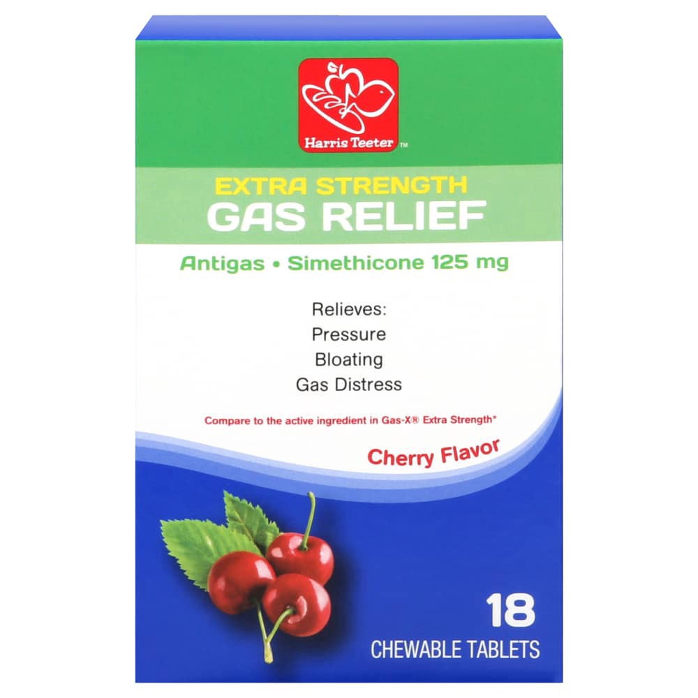 slide 2 of 2, Harris Teeter™ Extra Strength Gas Relief Simethicone 25mg Cherry, 18 ct