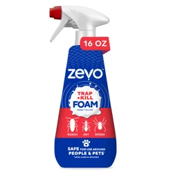 Zevo Trap & Kill Foam Insect Killing Spray - Roach, Spider, and Ant Killer - With Essential Oils - For Indoor & Outdoor Use - 16 oz