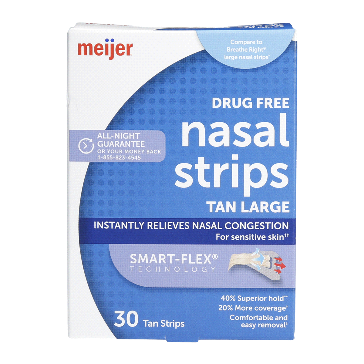 slide 1 of 13, Meijer Nasal Strips Tan, Large, 30 ct