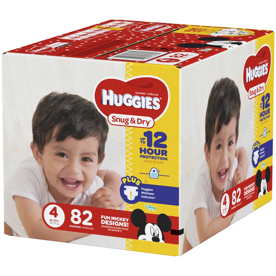 slide 3 of 3, Huggies Snug Dry Packaging May Vary Diapers Size 4, 82 ct