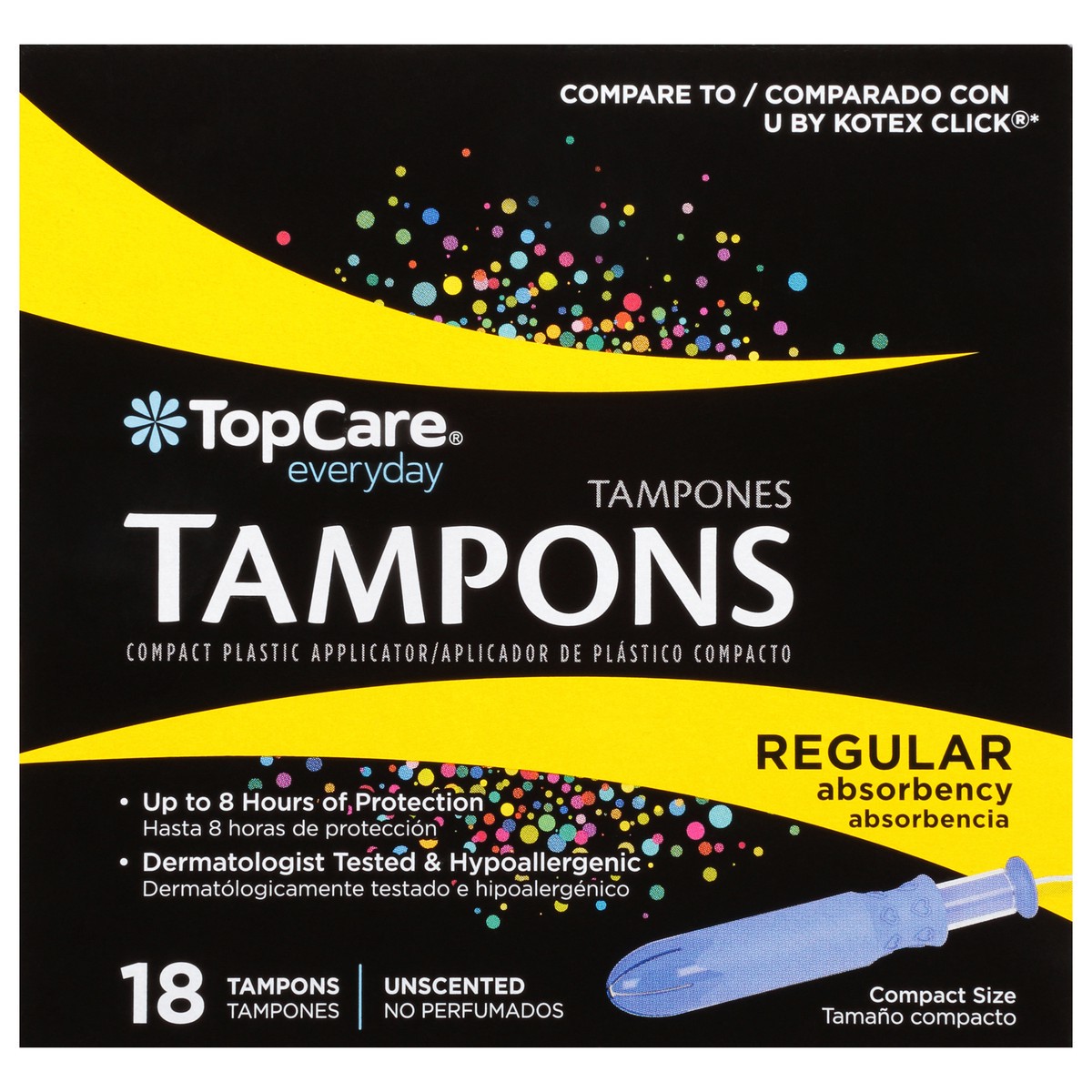 slide 4 of 15, TopCare Everyday Regular Absorbency Compact Plastic Unscented Tampons 18 ea, 18 ct